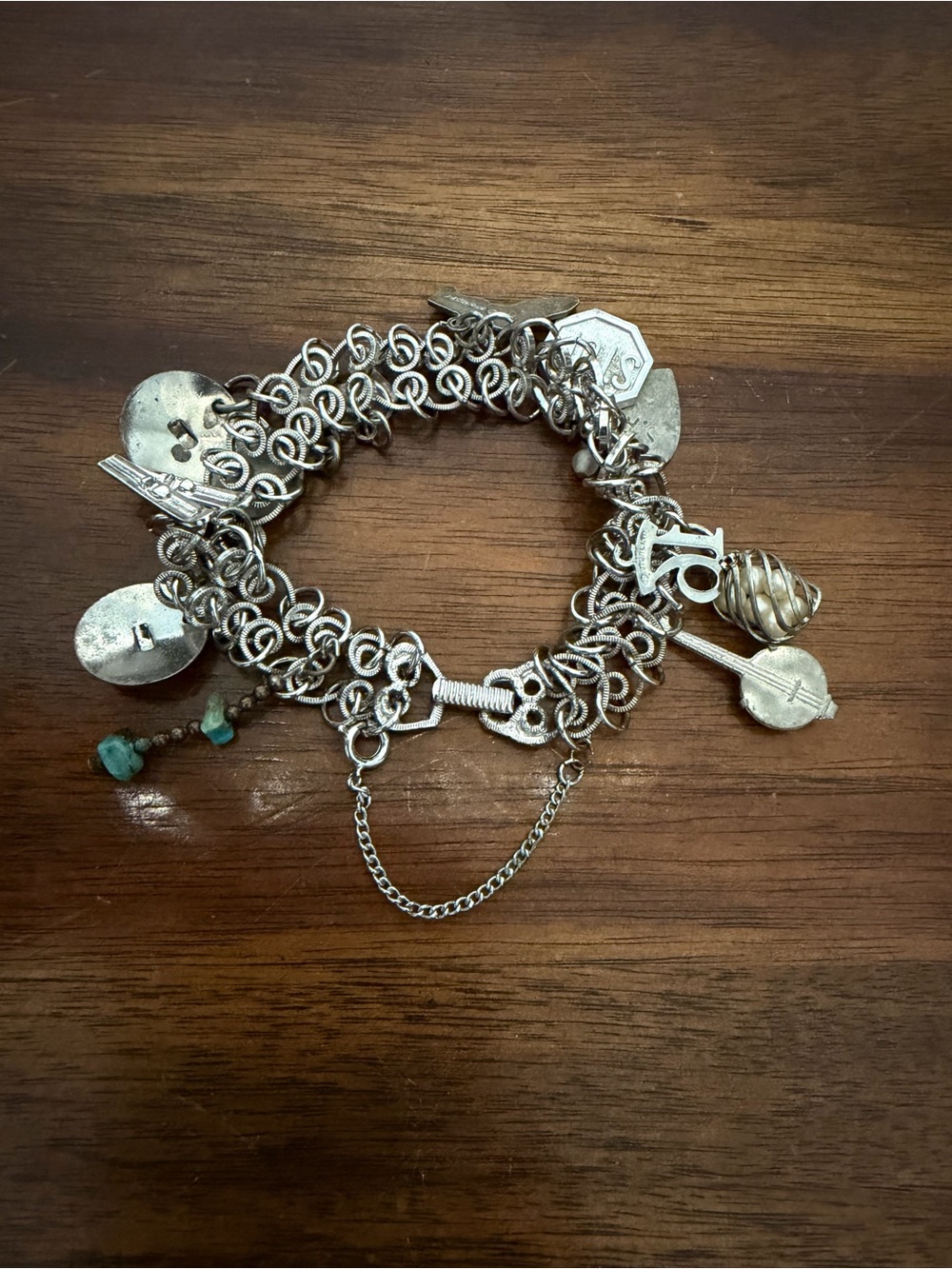 Vintage Goldette NY Signed Silver Tone Multi Link Charm Bracelet